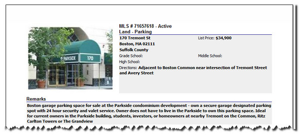 Tremont Street Boston Parking-Space for Sale